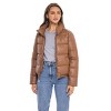 Women's Faux Leather Puffer Jacket, Puffy Coat - S.E.B. By SEBBY - 2 of 4
