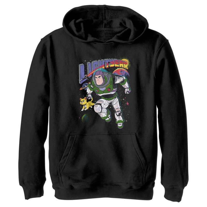 Boy's Lightyear Retro Distressed Buzz and Sox Pull Over Hoodie, 1 of 5