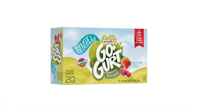 Yoplait Simply Go-Gurt Mixed Berry/Strawberry Fat Free Kids&#39; Yogurt - 40oz/20ct, 2 of 13, play video