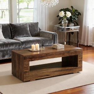 Gulches 2-Tier Coffee Table with Storage Rack, Sturdy Engineered Wood, Waterproof Scratch-Resistant Top, Versatile - 1 of 4