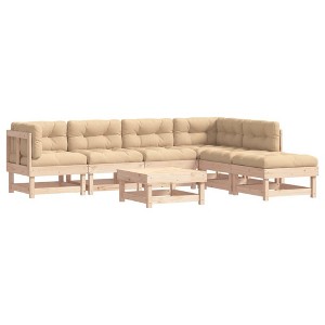 vidaXL Patio Lounge Set with Cushions Outdoor Furniture Set 7 Piece Solid Wood - 1 of 4