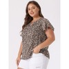 Agnes Orinda Plus Size Womens Tops Keyhole Flutter Short Sleeve Chiffon Floral Pattern - 2 of 4