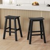 Costway 29" Patio Bar Stool Set of 2 with Curved Seat & Footrests for Backyard Outdoor Brown/Black/Gray - 2 of 4