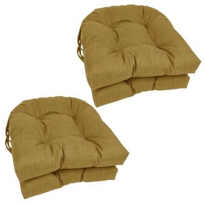 Blazing Needles, 16-inch Spun Polyester Solid Outdoor U-shaped Tufted Chair Cushions (Set of 4)