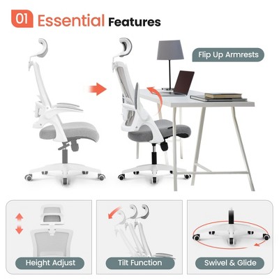 Gray High Back Mesh Executive Swivel Chair with Adjustable Arms