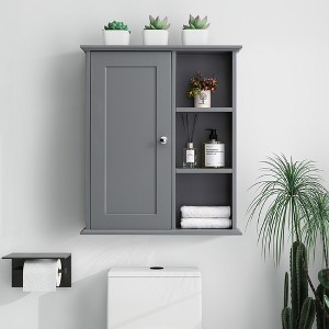 23 in. W x 7 in. D x 27 in. H Bathroom Storage Wall Cabinet in Gray - 1 of 4