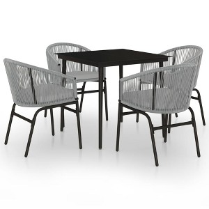 vidaXL Patio Dining Set Outdoor Garden Seat - Gray - 5 Piece 31.5" Table Length - 1 of 4
