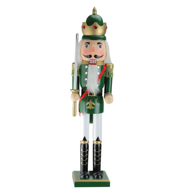Northlight 24" Green and Gold Christmas Nutcracker King with Sword, 1 of 5