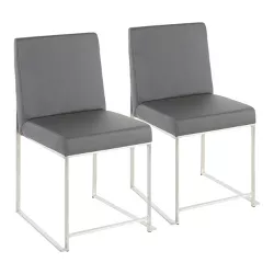 Set of 2 High Back Fuji Contemporary Dining Chairs Stainless Steel/Gray - LumiSource