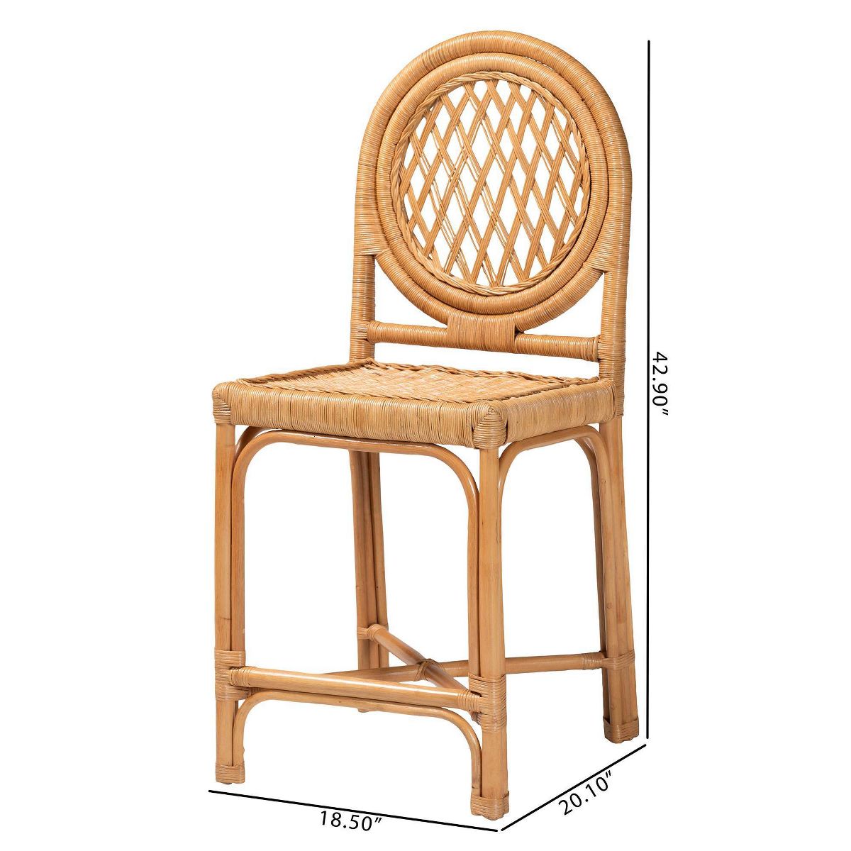 bali & pari Oxford Round Back Rattan Counter Stool Light Honey - thumbnail 2