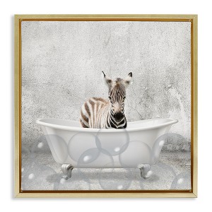 Stupell Industries Baby Zebra Bath Time, 18" x 18" - 1 of 4
