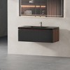 Whisen Floating Wall-Mounted Bathroom Vanity with Wave-Textured Soft-Close Drawers, Basin, Pre-Assembled Cabinet - 2 of 4