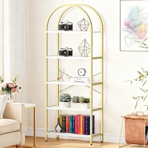 Bookshelf, Arched Bookshelf Bookcase, Industrial Open Book Shelves for Living Room, Modern Freestanding Display - 1 of 4