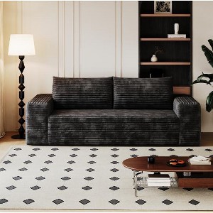 Modern  Velvet Corduroy Sofa, Deep Seat Soft Lounge Couch, Wide Armrest Textured Fabric Sofas for Living Room - 1 of 4