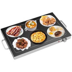 HOMCOM Electric Warming Tray with Adjustable Temperature, Food Warmer with Cool-Touch Handles & Non-Slip Feet for Parties, Buffets, Gatherings, Black - 1 of 4