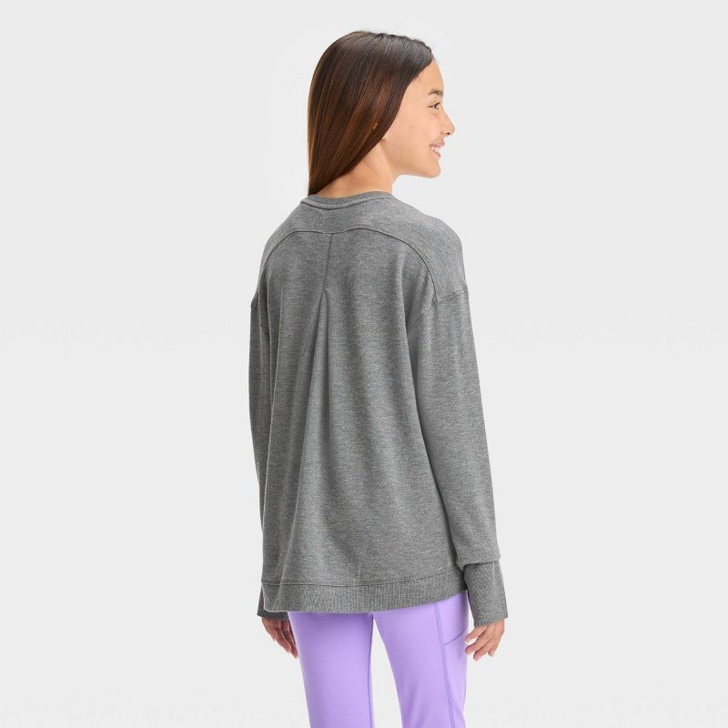 Girls' Cozy Lightweight Fleece Crewneck Sweatshirt - All In Motion™, 3 of 5