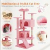 FONTOI 54 Inch Multi-Level Cat Tree Tower Indoor Pet Tower Cat Furniture Apartment with Sisal Grab Post, Ladder, Plush Toys, Pink, 19.7"* 19.7"*54" - 4 of 4