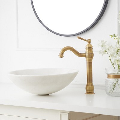 Antique Brass Single Handle Vessel Sink Faucet with Drain Assembly