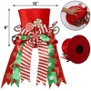 Aoibox Christmas Tree Topper Hat 12 x 9 Inch Red and Green Top Hat with Striped Bow and Lollipop 1 Piece Holiday Winter Decor - 3 of 4