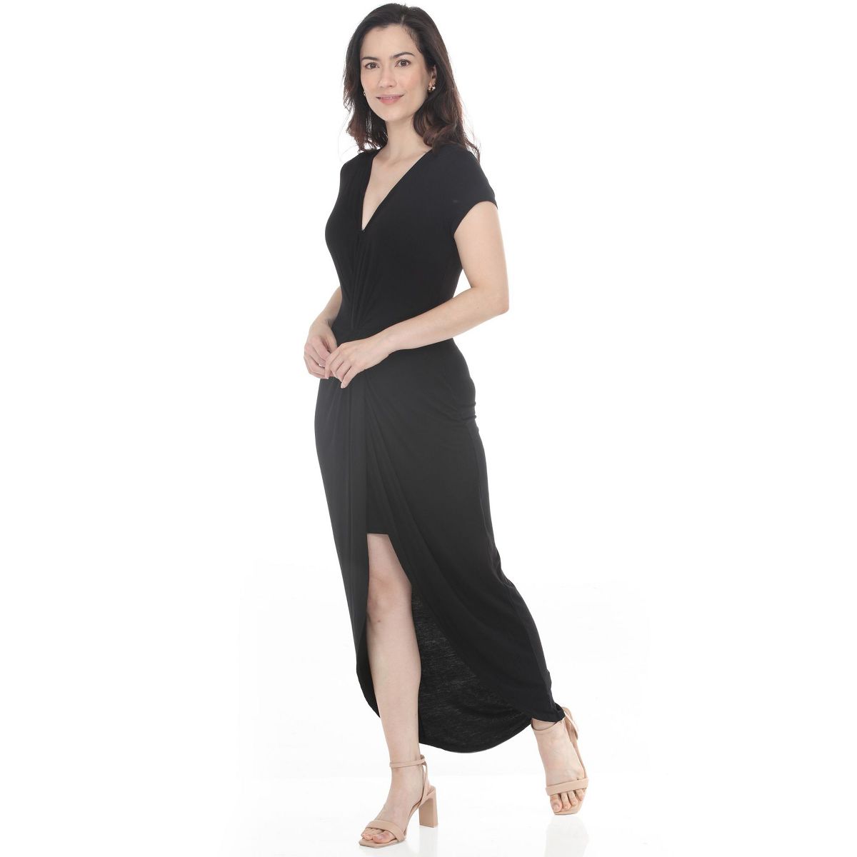 Women's Twist Front High Low Skirt Built in Skirt Maxi Dress -White Mark - thumbnail 2