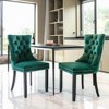 Vynxaria 2 Piece Set of Light Blue Velvet Dining Chairs with Wooden Legs and Nail - Head Trim, Ideal for Dining Room & Living Room - 2 of 4