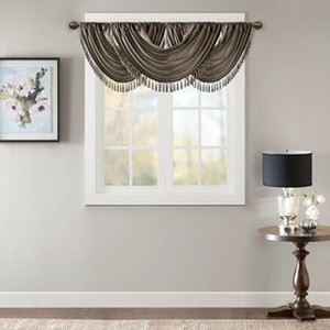 Stylish Waterfall Window Panel, Rich Sheen Fabric and Elegant Tassel Trim fits Lux Room Decor for All Season - 1 of 4