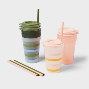 Kids' 18pc Plastic Drinkware Set Coral/Green - Pillowfort™ - 1 of 4
