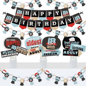 Big Dot of Happiness Boy 18th Birthday - Banner and Photo Booth Decorations - Eighteenth Birthday Party Supplies Kit - Doterrific Bundle - 1 of 4