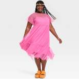 Pride Adult Short Sleeve Tulle A-Line Dress - Pink
