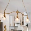 LNC Darren 3-Lights 31.5" Modern Linear Kitchen Island Pendant  Lights, Antique Brushed Gold with 3 Opal Glass Shades - 2 of 4