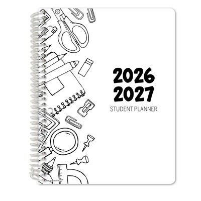2026-2027 Global Printed Products 7 x 9 Academic Year Secondary Student-Matrix, Weekly/Monthly, 11 Month, Black Doodles