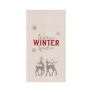 C&F Home 27" x 18" Nordic Christmas "Winter Wishes" Sentiment Featuring Deer on Beige Background Christmas Holiday Cotton Kitchen Dish Towel - 1 of 4