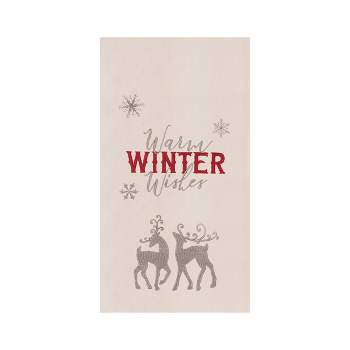 C&F Home 27" x 18" Nordic Christmas "Winter Wishes" Sentiment Featuring Deer on Beige Background Christmas Holiday Cotton Kitchen Dish Towel