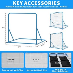 Volleyball Rebounder Net, Soccer Baseball Rebound Pitchback Net, Adjustable Target Practice Nets, Easy Setup Softball Bounce Back Trainer Equipment - 1 of 4