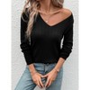 Long Sleeve V Neck Shirts for Women Fall Tops Lightweight Sweaters Dressy Casual Tunic Tops Outfits - 2 of 4
