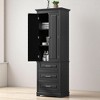 Tall Storage Cabinet with 3 Drawers, 2 Doors, Adjustable Shelf, Anti-Tipping Device, and MDF Painted Finish for Kitchen, Bathroom, or Living Room - 3 of 4