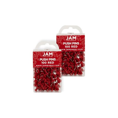 JAM Paper Colored Pushpins Red Push Pins 2 Packs of 100 2242955A
