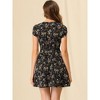 Allegra K Women's Boho Crossover V Neck Petal Sleeves Belted Floral Flowy Dress - 4 of 4