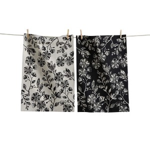 Tag Canyon Print Floral Dishtowel Set - Black Kitchen Towels, Everyday Use, Machine Washable, 26" x 18" - 1 of 1