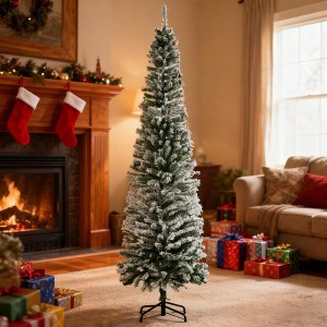 7.5ft Flocked Christmas Tree with Faux Snow, 738 Dense Branch Tips ...