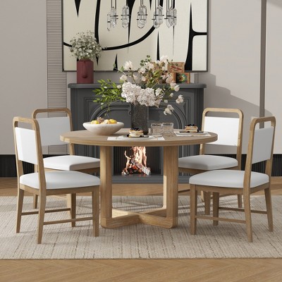 YOOCOZZ 5-Piece Round Dining Set with Upholstered Chairs