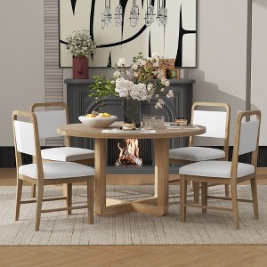 YOOCOZZ 5-Piece Round Dining Set with Upholstered Chairs - 1 of 4