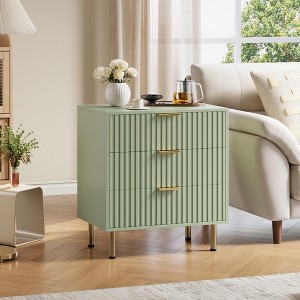 Zstar 21.6" Tall Fluted 3 Drawer Dresser for Bedroom, Deep Drawers - 1 of 4