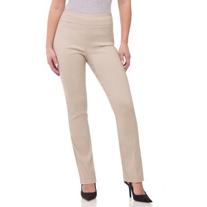 Rekkuna Women's Pull-On Straight Leg Dress Pants – Mid-Rise Office Slacks with Hidden Pocket and Flattering Fit - 1 of 4