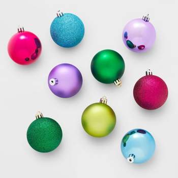 Shatter-resistant Round Christmas Tree Ornament Set 100pc Brights ...