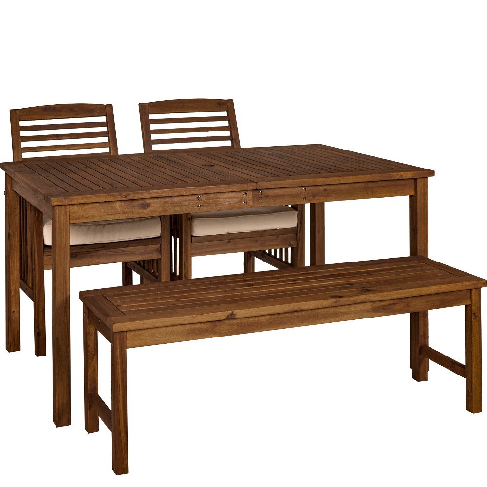 Photos - Garden Furniture Ravenscroft 4pc Acacia Wood Patio Dining Set: Weather-Resistant, Umbrella