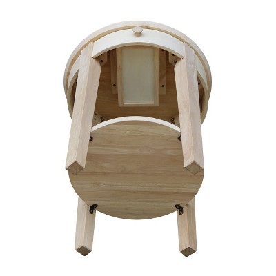 Elegant Solid Parawood Round End Table with Storage