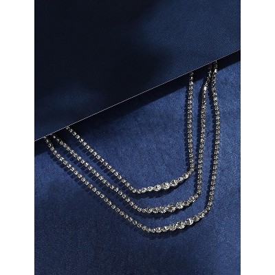 Women's Minimal Bling Multi-Layer Necklace - Chalice Silver
