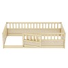 Lyngins French Twin Size Bed Frame, Pine Children's Floor Bed Frame with Super High Security Barrier & Door, Montessori Wooden Toddler Bed - 4 of 4