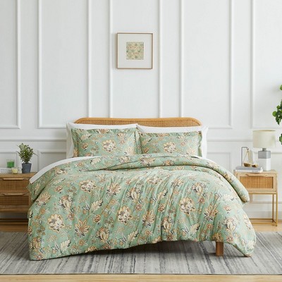 Green Floral Comforter Set Queen - Mint Green Floral Pattern